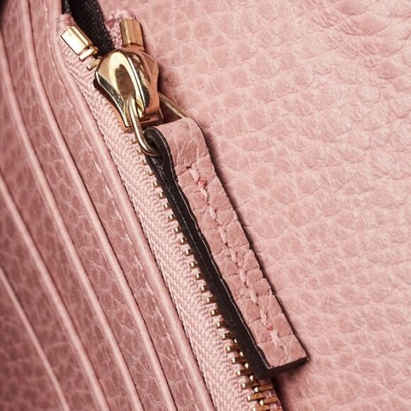 Gucci Pink Pebbled Leather Interlocking G Wallet on Chain Clutch Bag - Picture 8 of 10